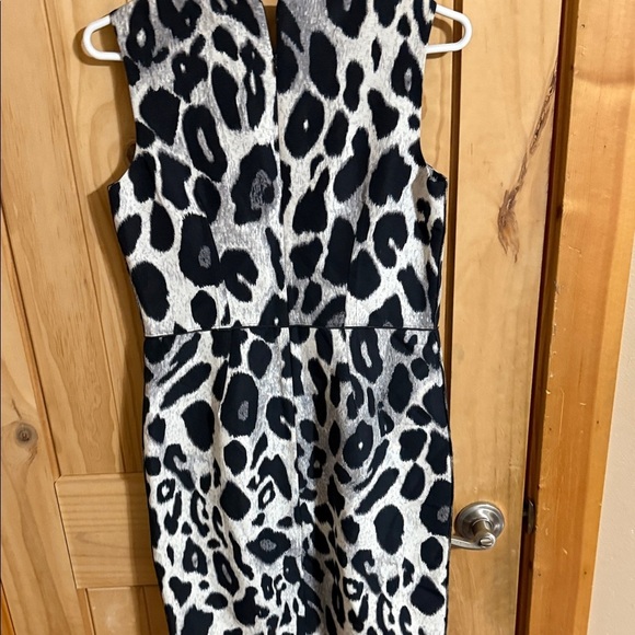 Ann Taylor Black and Cream Animal Print Mini Dress - Picture 4 of 6
